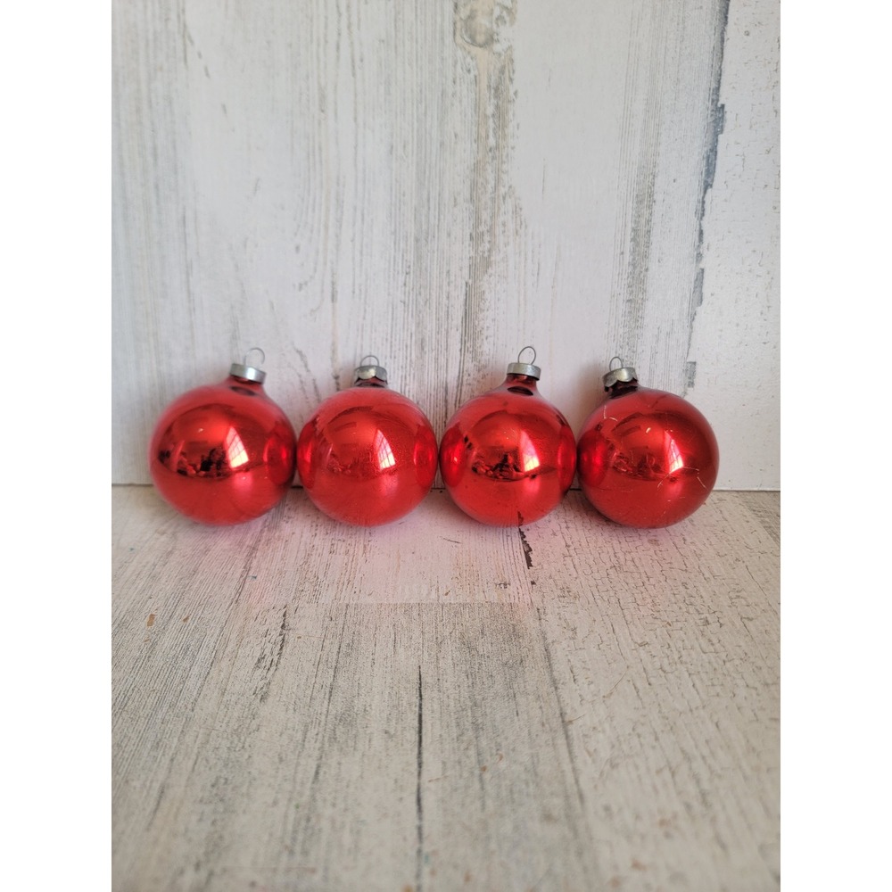 Vintage Mini red ball set ornament Xmas glass Unique Home decor figure